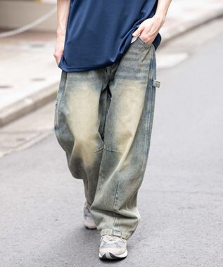 WEGO 【ユニセックス着用ITEM】イージーバレルレッグペインターパンツ デニム淡加工色