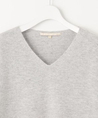 自由区 L 【洗える】シャイニールレックス Vネックニット ライトグレー系