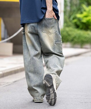 WEGO 【ユニセックス着用ITEM】イージーバレルレッグペインターパンツ デニム淡加工色