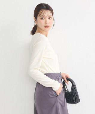 earth music&ecology ハートネックパールプルオーバー Ivory