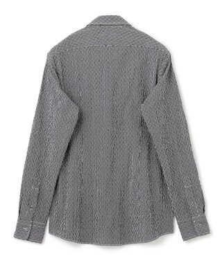 JOSEPH HOMME トライジャガード ストライプ ストレッチ レギュラーカラーシャツ ブラック系1