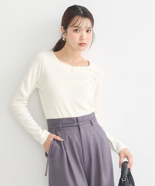 earth music&ecology ハートネックパールプルオーバー Ivory