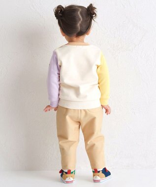 MIKI HOUSE HOT BISCUITS 【70-120cm】【Everyday Series】ワンポイント くすみカラー裏毛パイルトレーナー アイボリー