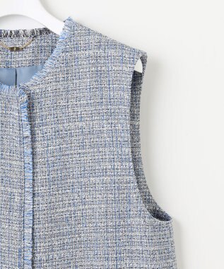 自由区 【カタログ掲載・セットアップ対応】ライトミックスツイード ジレ ライトブルー