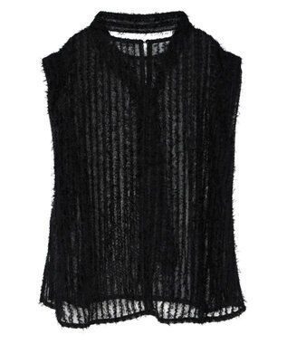 Green Parks ボウタイ付きフェザーノースリーブプルオーバー Black