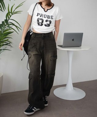 WEGO キーネックサイドレースアップちびT 柄3