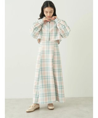 earth music&ecology ＣＨＥＣＫショートシャツジャケット Check Green