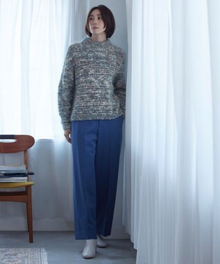 自由区 カラーミックスツイード クロップドニット ブルー系8