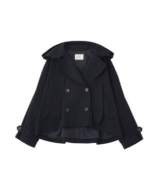earth music&ecology 2WAYフードショートフレアトレンチ Navy