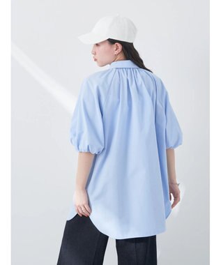 earth music&ecology パフスリーブチュニックブラウス Sax