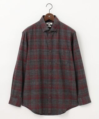 JOSEPH ABBOUD 【キングサイズ・オーガニックコットン】ビッグチェック フランネルシャツ ワイン系4