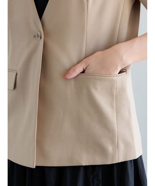 Te chichi 麻調Yカラージャケット ベージュ