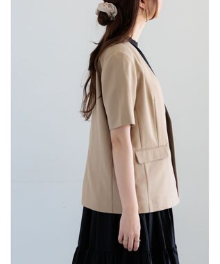 Te chichi 麻調Yカラージャケット ベージュ