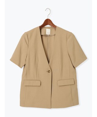 Te chichi 麻調Yカラージャケット ベージュ