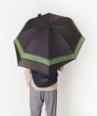 MOONBAT ポロ ラルフ ローレン (POLO RALPH LAUREN)  メンズ 長傘 雨傘 ロゴ刺繍 ボタンジャンプ ワンタッチ ブラック