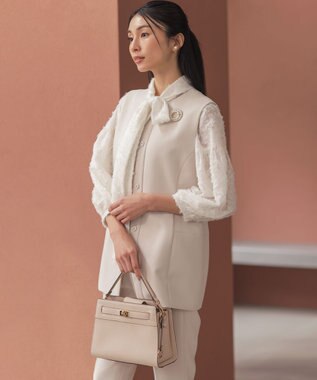 組曲 L 【KUMIKYOKU NAVY】コンフォータブルドレープ ジレ サンドベージュ系