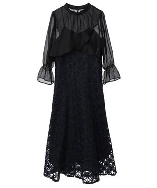 earth music&ecology SET2点シアーブラウス＋3Dレースワンピース ブラック