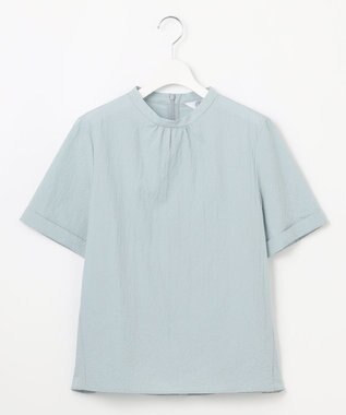 J.PRESS LADIES 【洗える】アセテートレーヨンコットンチェック ペプラム ブラウス ミント系3