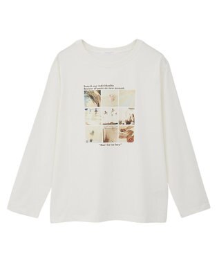 Green Parks 分割フォト長袖Ｔシャツ Off White