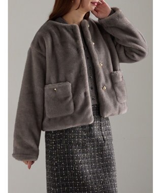 Te chichi グラデーションファーノーカラージャケット《2025winter catalog item》 グレー