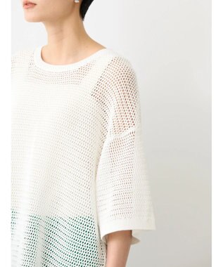 AMERICAN HOLIC 透かし編み半袖ニットプルオーバー Off White