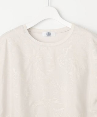 J.PRESS LADIES 【洗える】シアーエンブロイダリー カットソー グレージュ系