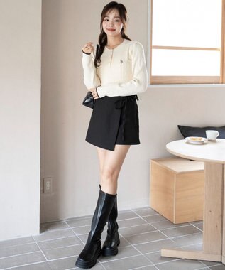 WEGO 【WEB限定/25年秋冬新作】別注USPOLOヘンリーネックニットPO ホワイトアイボリー