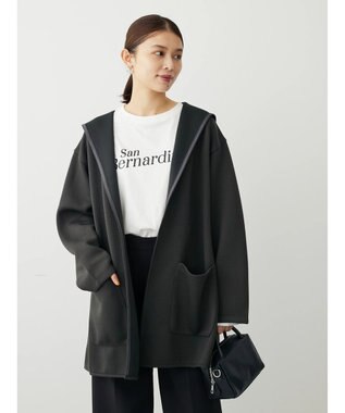 Green Parks ポンチフード付きカットカーディガン Dark Gray