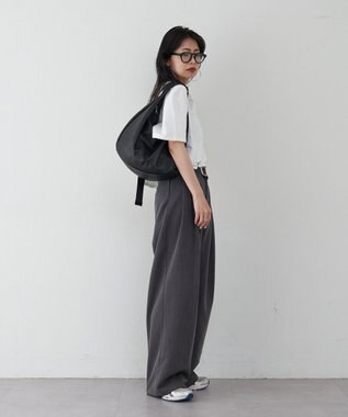 russet ソフトレザーラウンドビッグショルダーバッグ(CE-1325-WEB) Black2（シルバー金具）