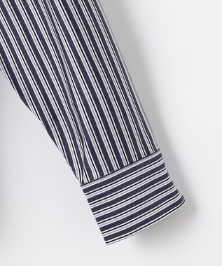 JOSEPH ABBOUD 【ストレッチで快適な着心地・イージーケア】ランダムストライプ ジャージー シャツ ネイビー系1