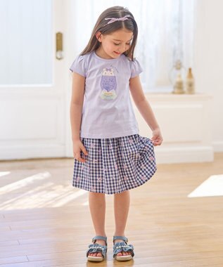 ANY KIDS ギンガム 発泡プリント スカート 青系チェック