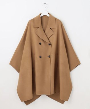 23区 【エステータ】ウールリバー ポンチョ コート キャメル