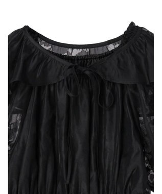 earth music&ecology 衿付きフラワーブラウス Black