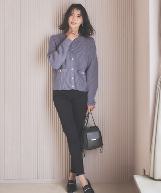 ANY 【手洗い可】パールカーディガン ブルーグレー