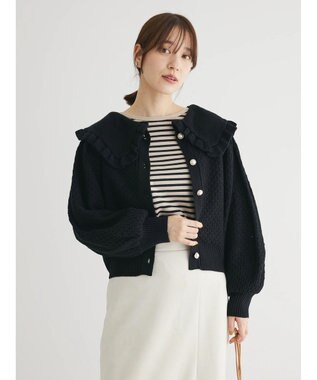 Green Parks ・Ｐｅｔｉｔ　Ｆｌｅｕｒ　ビッグカラーニットカーデ Black