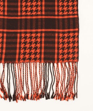 ICB コンビネーションチェックカシミヤ ストール バーントブラウン×シナバー系