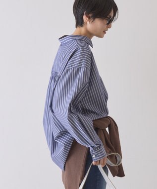 AMERICAN HOLIC 【イージーケア】バックギャザースキッパーシャツ Stripe Navy