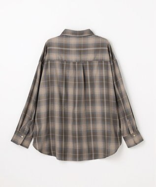 ANY L オンブレーチェックオーバーシャツ ブラウン系