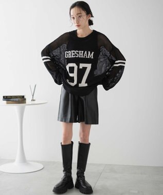 WEGO ロゴメッシュジャガードニット ブラック