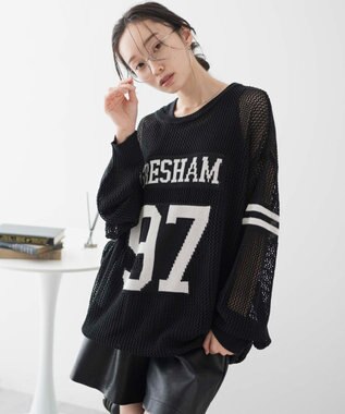 WEGO ロゴメッシュジャガードニット ブラック