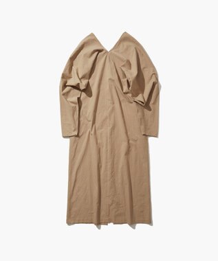 ATON CATCH WASHER COTTON | Vネックドレス BEIGE