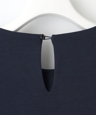 Feroux 【洗える】リボンスリーブダンボール ワンピース ネイビー系