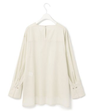ICB 【洗える】テンセルコットンローン スクエアネックブラウス アッシュグレー系