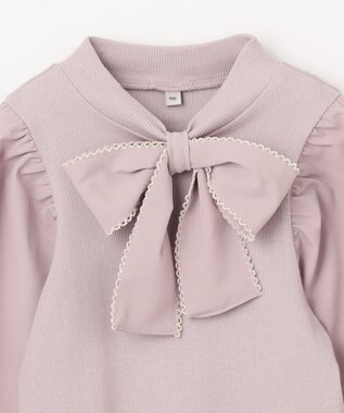 ANY KIDS リボン ボウタイ付き カットソー ピンクベージュ