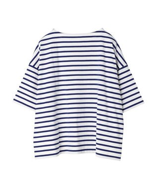 Green Parks ボーダーボートネック７分袖プルオーバー Blue