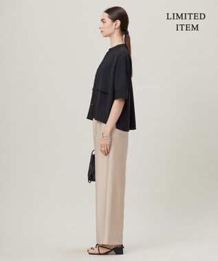 ICB L 【WEB限定・接触冷感・UVケア・吸水速乾・防シワ・洗える】 ドレープツイル クロップドシャツ ブラック系