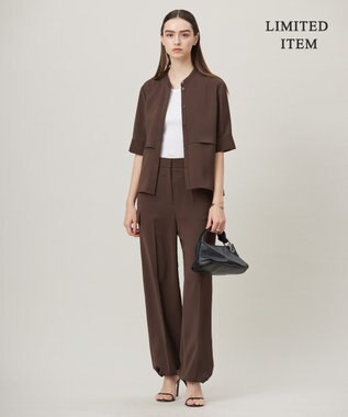 ICB L 【WEB限定・接触冷感・UVケア・吸水速乾・防シワ・洗える】 ドレープツイル クロップドシャツ チョコレート系