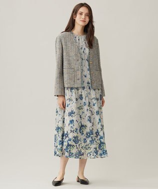 自由区 ラメノットファンシーツイード ジャケット ブルーグレー系