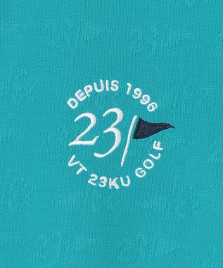 23区GOLF 【MEN】【吸水速乾・UVケア】ロゴジャガード 半袖ポロシャツ ターコイズブルー系