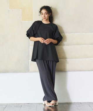 #Newans サークルスリーブAラインブラウス ブラック